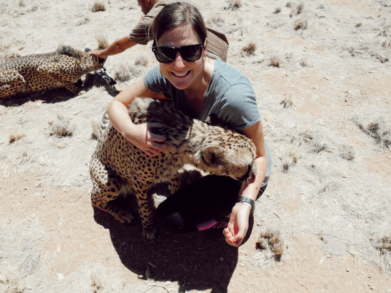 Paige with a cheetah.